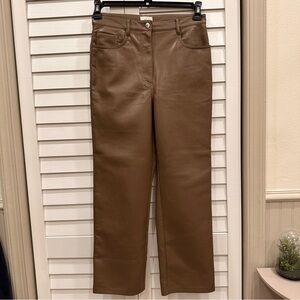 Wilfred taupe Leather-Look Straight Leg Jeans Aritzia size S